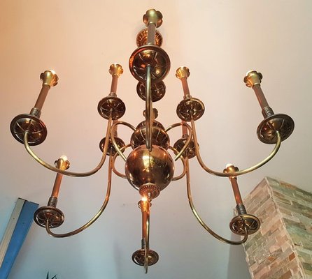 Mid-Century Italian Brass Chandelier, 1950s-POM-1309313