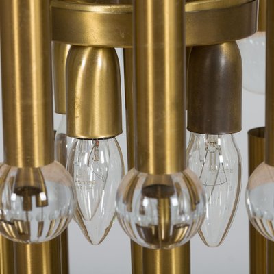 Mid-Century Italian Brass Chandelier with Crystal Globes, 1970s-UE-1323932