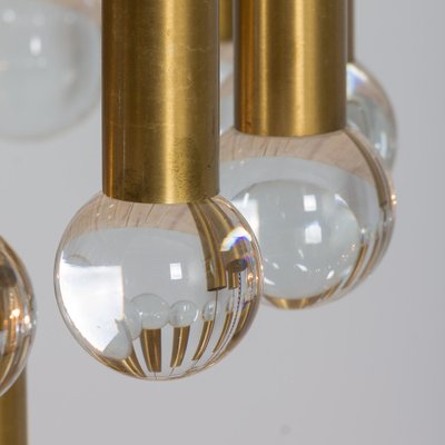 Mid-Century Italian Brass Chandelier with Crystal Globes, 1970s-UE-1323932