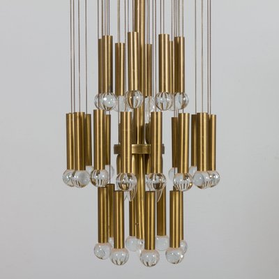 Mid-Century Italian Brass Chandelier with Crystal Globes, 1970s-UE-1323932