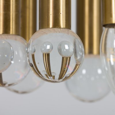 Mid-Century Italian Brass Chandelier with Crystal Globes, 1970s-UE-1323932