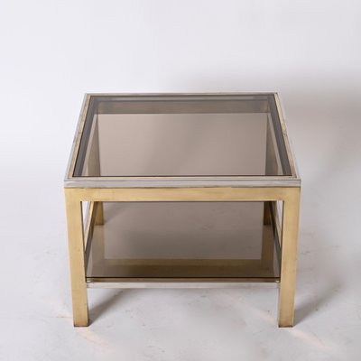 Mid-Century Italian Brass Chrome and Glass Coffee Table, 1970s-JDR-1277468