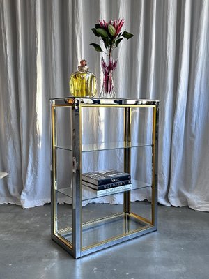 Mid-Century Italian Brass, Chrome and Glass Display Cabinet Shelf attributed to Renato Zevi, 1970s-NOT-2041273