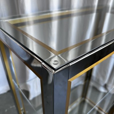 Mid-Century Italian Brass, Chrome and Glass Display Cabinet Shelf attributed to Renato Zevi, 1970s-NOT-2041273