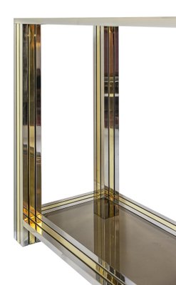 Mid-Century Italian Brass, Chrome and Glass Top Console Table-ZVH-1786893