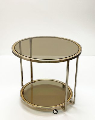 Mid-Century Italian Brass, Chrome & Glass Coffee Table, 1970-JDR-1125474