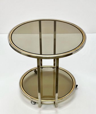 Mid-Century Italian Brass, Chrome & Glass Coffee Table, 1970-JDR-1125474