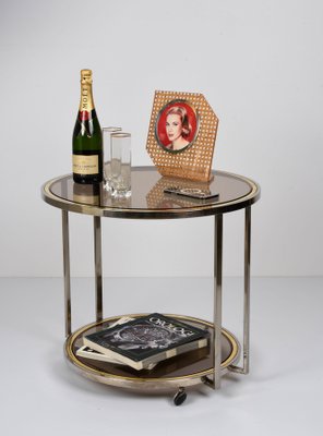 Mid-Century Italian Brass, Chrome & Glass Coffee Table, 1970-JDR-1125474