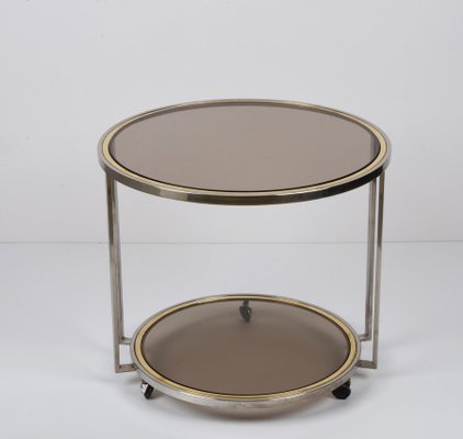 Mid-Century Italian Brass, Chrome & Glass Coffee Table, 1970-JDR-1125474