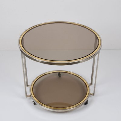 Mid-Century Italian Brass, Chrome & Glass Coffee Table, 1970-JDR-1125474