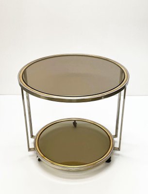 Mid-Century Italian Brass, Chrome & Glass Coffee Table, 1970-JDR-1125474