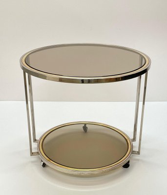 Mid-Century Italian Brass, Chrome & Glass Coffee Table, 1970-JDR-1125474