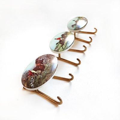 Mid-Century Italian Brass Coat Hooks, 1950s, Set of 3-NUX-971167