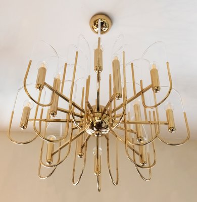 Mid-Century Italian Brass & Glass Chandelier by Sciolari, 1970s-ZVH-1430688