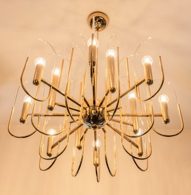 Mid-Century Italian Brass & Glass Chandelier by Sciolari, 1970s-ZVH-1430688