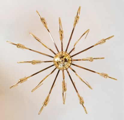 Mid-Century Italian Brass & Glass Chandelier by Sciolari, 1970s-ZVH-1430688