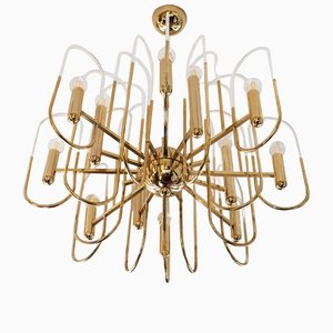 Mid-Century Italian Brass & Glass Chandelier by Sciolari, 1970s-ZVH-1430688