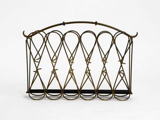 Mid-Century Italian Brass Magazine Rack, 1950s-RR-737060