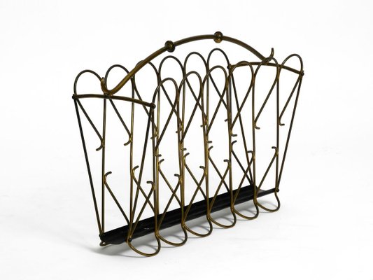 Mid-Century Italian Brass Magazine Rack, 1950s-RR-737060