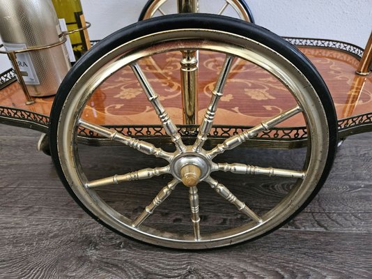 Mid-Century Italian Brass Serving Trolley in Plywood-URP-1748053