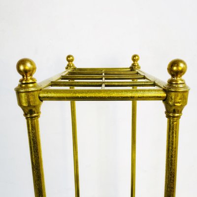 Mid-Century Italian Brass Umbrella Stand with Black Iron Base, 1950s-GDD-1120726