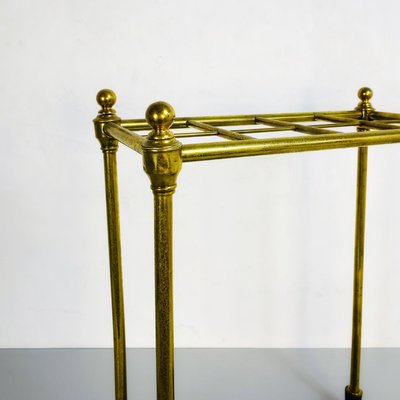 Mid-Century Italian Brass Umbrella Stand with Black Iron Base, 1950s-GDD-1120726