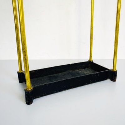 Mid-Century Italian Brass Umbrella Stand with Black Iron Base, 1950s-GDD-1120726