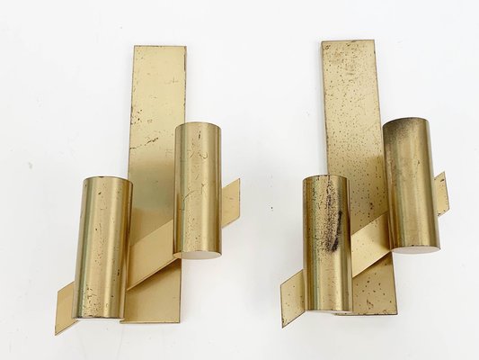 Mid-Century Italian Brass Wall Sconces from Gaetano Sciolari, 1960s, Set of 2-JDR-1126004