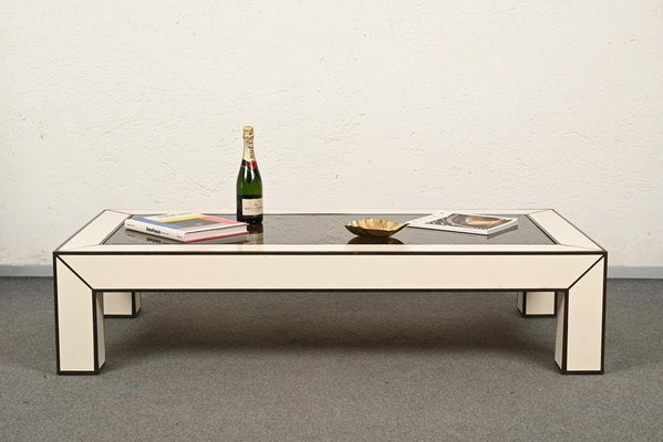 Mid-Century Italian Brass & White Formica Coffee Table, 1970s-JDR-1449585