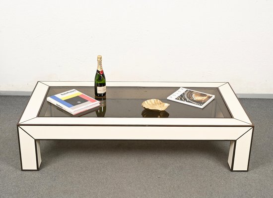 Mid-Century Italian Brass & White Formica Coffee Table, 1970s-JDR-1449585