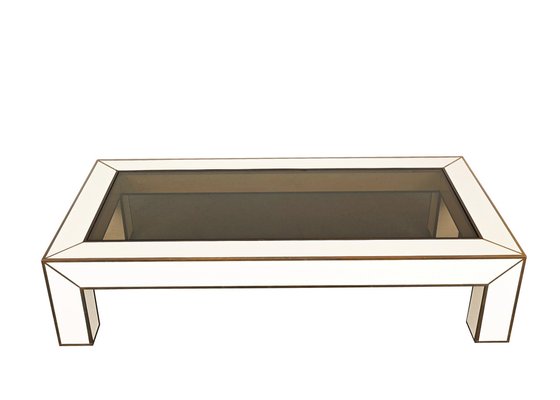 Mid-Century Italian Brass & White Formica Coffee Table, 1970s-JDR-1449585