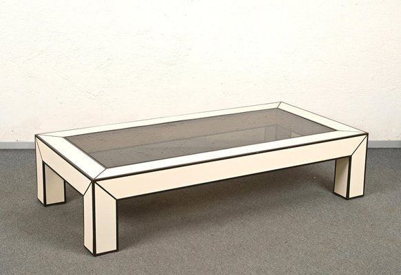 Mid-Century Italian Brass & White Formica Coffee Table, 1970s-JDR-1449585