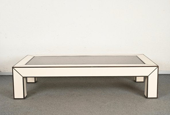 Mid-Century Italian Brass & White Formica Coffee Table, 1970s-JDR-1449585