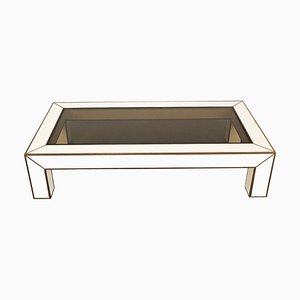 Mid-Century Italian Brass & White Formica Coffee Table, 1970s-JDR-1449585