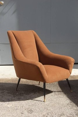 Mid-Century Italian Brown Armchair, 1950s-EH-540880