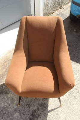 Mid-Century Italian Brown Armchair, 1950s-EH-540880