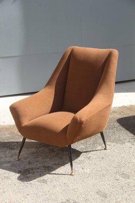 Mid-Century Italian Brown Armchair, 1950s-EH-540880