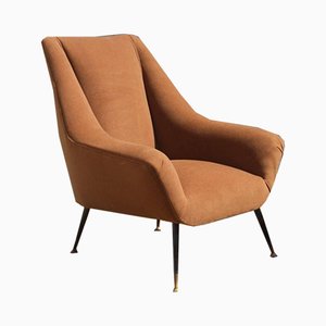 Mid-Century Italian Brown Armchair, 1950s-EH-540880