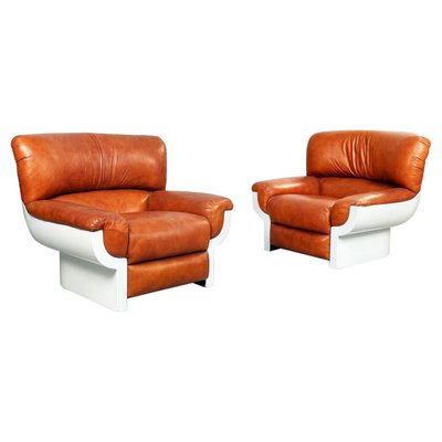 Mid-Century Italian Brown Leather Flou Armchairs by Betti for Habitat IDS, 1970s, Set of 2-GDD-1325527