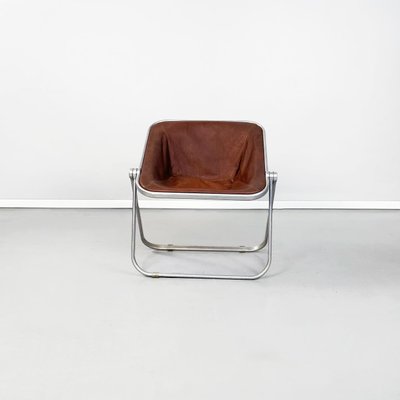 Mid-Century Italian Brown Leather Folding Chair by Giancarlo Piretti from Anonima Castelli, 1970-GDD-1179972