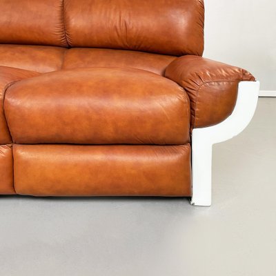 Mid-Century Italian Brown Leather Plastic Sofa Flou by Betti Habitat Ids, 1970s-GDD-1329847