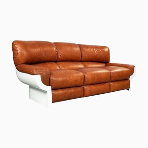 Mid-Century Italian Brown Leather Plastic Sofa Flou by Betti Habitat Ids, 1970s-GDD-1329847