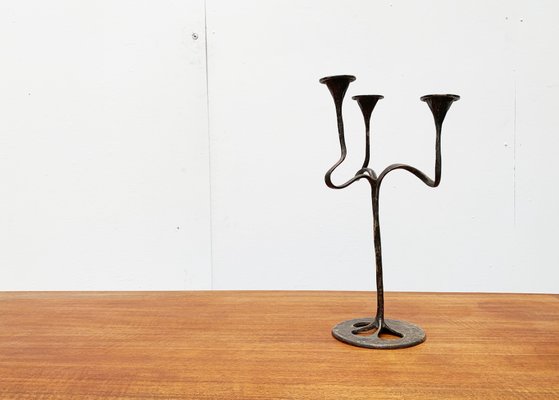 Mid-Century Italian Brutalist Bronze Amadeus Series Candleholder by Kurt Jesch for Fratelli Tonini-UAH-951038