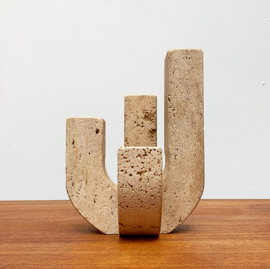 Mid-Century Italian Brutalist Travertine Candleholder by Fratelli Mannelli for Travertine Rapolano