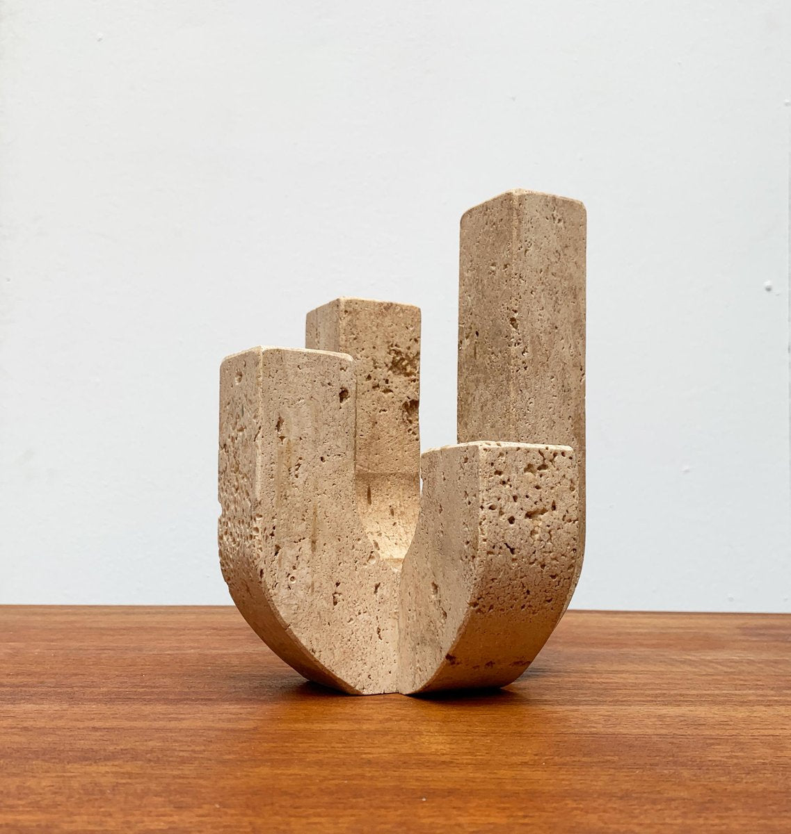 Mid-Century Italian Brutalist Travertine Candleholder by Fratelli Mannelli for Travertine Rapolano