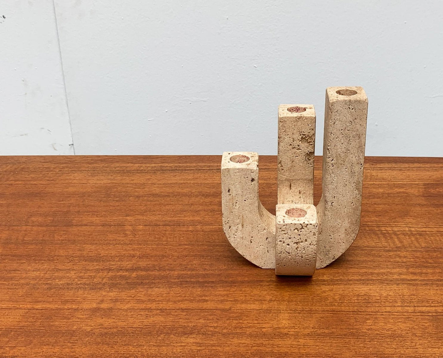 Mid-Century Italian Brutalist Travertine Candleholder by Fratelli Mannelli for Travertine Rapolano