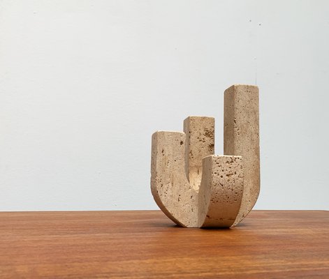 Mid-Century Italian Brutalist Travertine Candleholder by Fratelli Mannelli for Travertine Rapolano-UAH-951002