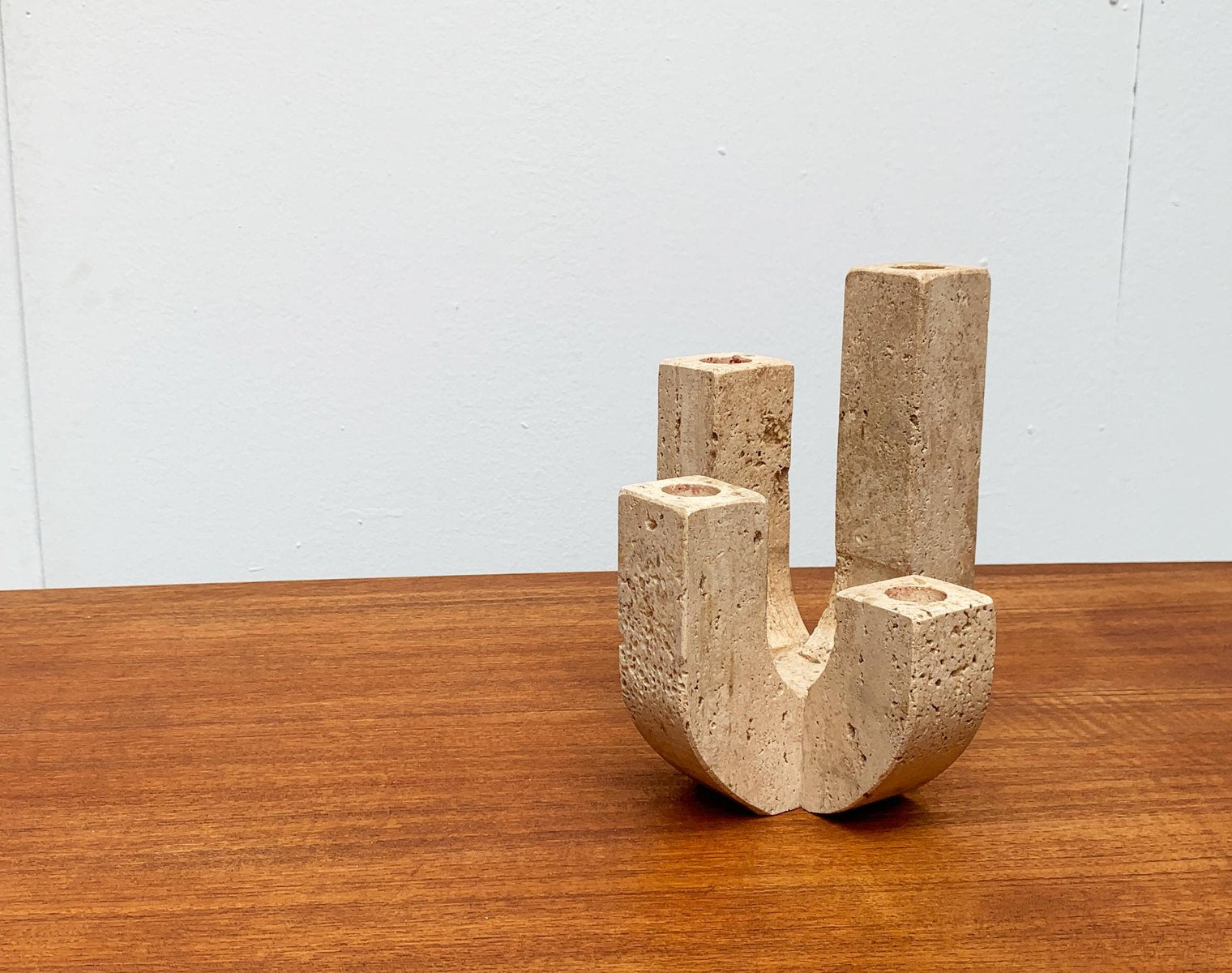 Mid-Century Italian Brutalist Travertine Candleholder by Fratelli Mannelli for Travertine Rapolano