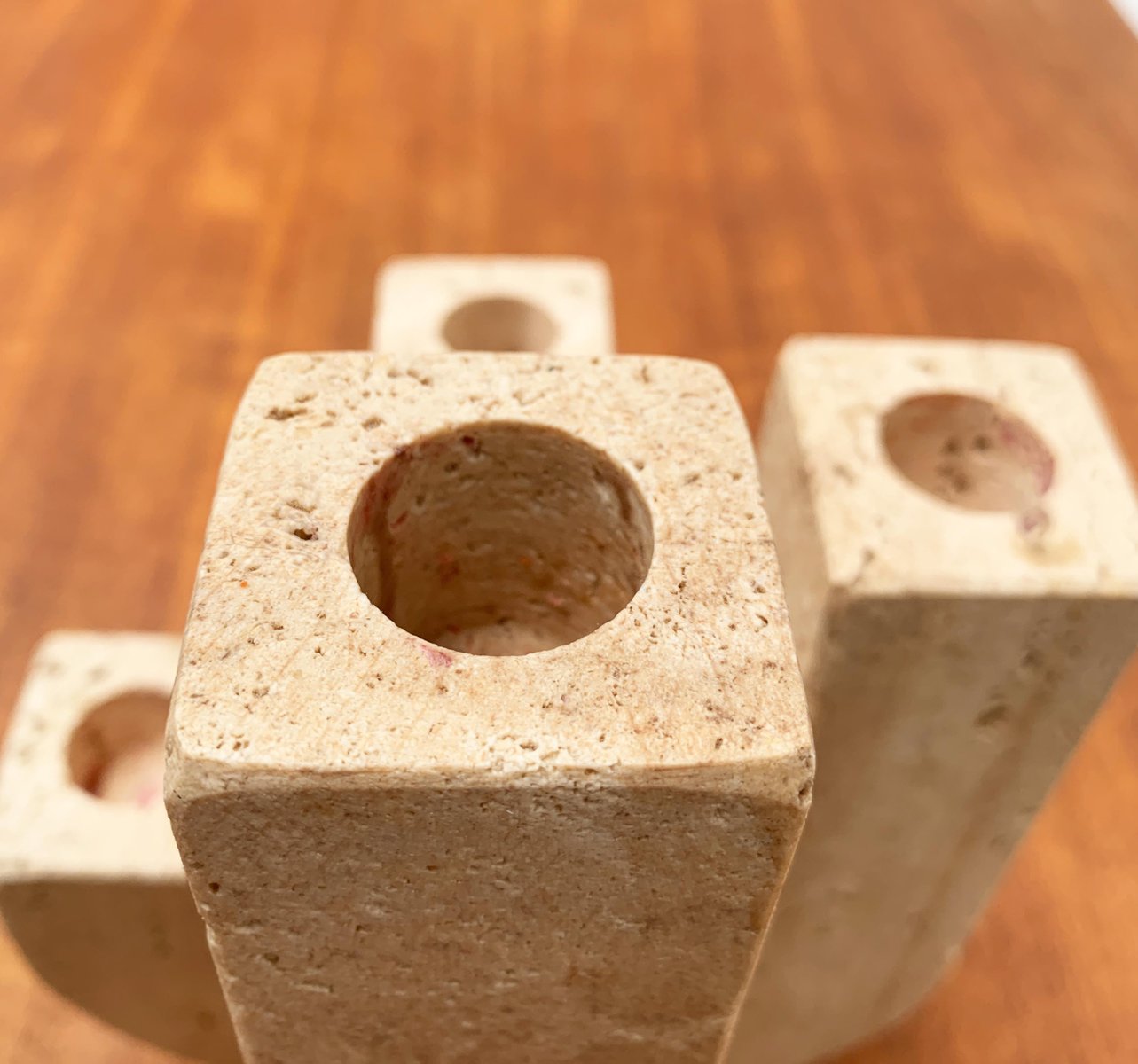 Mid-Century Italian Brutalist Travertine Candleholder by Fratelli Mannelli for Travertine Rapolano