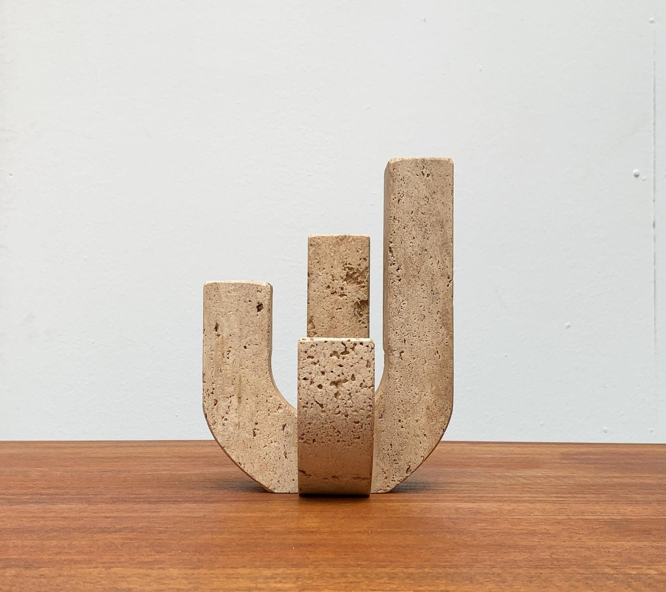 Mid-Century Italian Brutalist Travertine Candleholder by Fratelli Mannelli for Travertine Rapolano